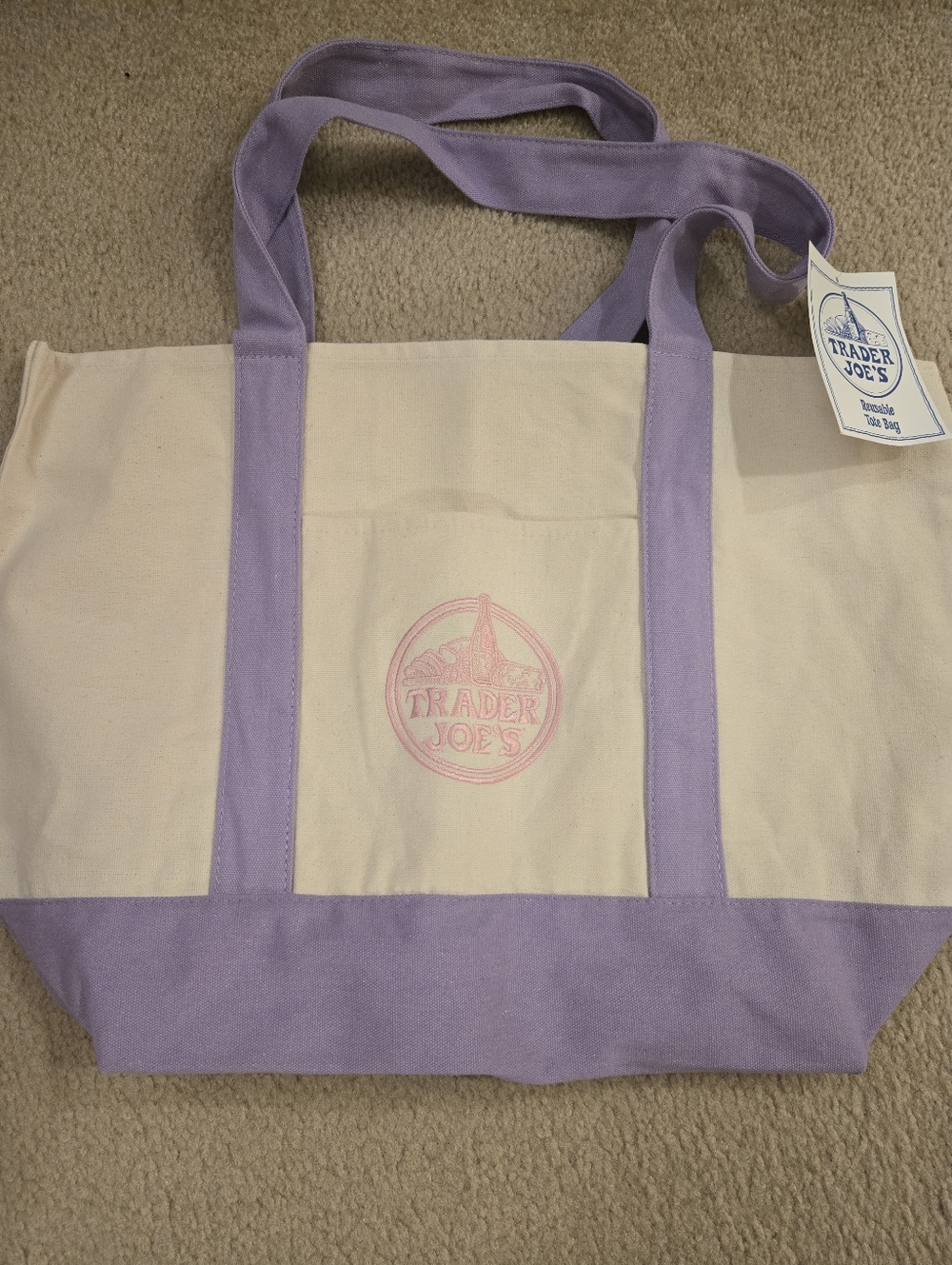 Trader Joes Lavender Pink Spring Tote